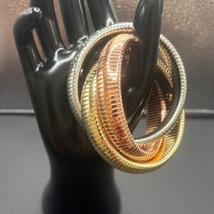 Elegant Gold and Silver and pink gold Women's 3 set bangle